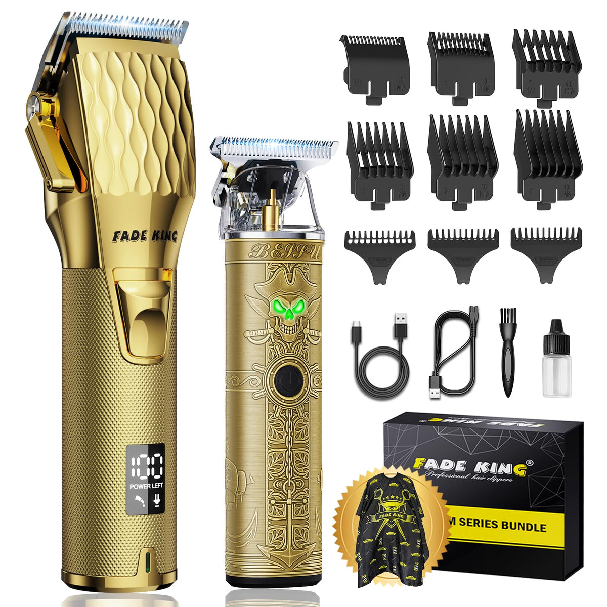 FADEKING Professional Hair Clippers for Men, Cordless Clipper & Trimmer Kit