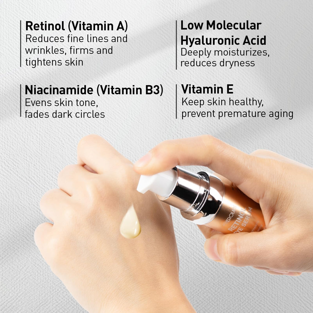 Retinol Eye Cream for Anti-Aging & Wrinkles – Firming, Hydrating & Repairing Eye Serum with Niacinamide, Hyaluronic Acid, Vitamin E & Bifida Ferment Lysate, 0.7 Fl Oz (Pack of 2)