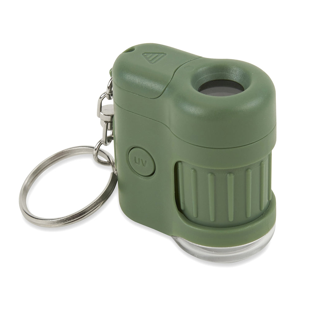 Carson MicroMini 20x LED Lighted Pocket Microscope with Built-in UV and LED Flashlight, Green (MM-280G), Large