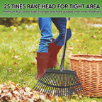 Coopvivi Garden Leaf Rakes, 6FT Rakes for Lawns Heavy Duty 25 Metal Tines 18.5 inch Wide, Adjustable Steel Handle, Rakes for Leaves, Gathering Shrub, Grass, Flower Beds