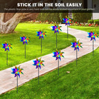 DECEED 10 PCS Reflective Pinwheels for Yard and Garden Bird Devices Pre-Installed Sparkly Wind Spinner Deterrent to Scare Birds Away from Yard Patio Farm (Multicolor-1)