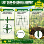 63"/5FT Heavy Duty Cucumber Trellis for Raised Beds, 16mm Metal Garden Trellis with Netting & Clips, Tall Vegetable Trellis for Tomatoes, Beans, Peas & Climbing Plants