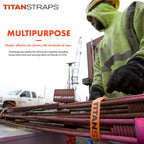 Titan Industrial Straps – Strong & Simple Tie-Downs for Construction (Welders, DIY Home) & 1st Responders – 3 Year Warranty, Batch Tested – 70 lb. Working Load, 25" Length, Safety Orange, 2-Pack