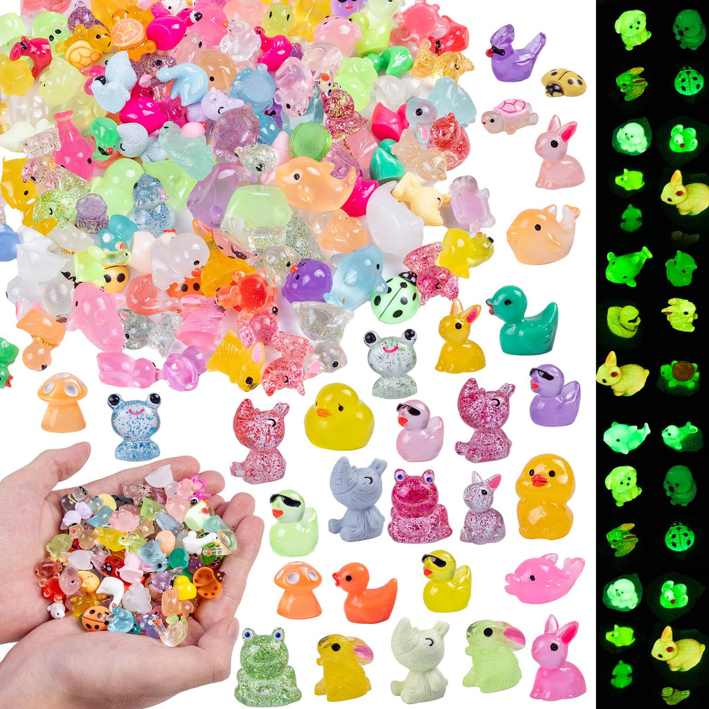 Teenzee 240 Pcs Mini Resin Animals Variety Tiny Animals Figures Miniature Little Small Animal Figurines Bulk for Micro Fairy Garden Landscape Accessories Hide Crafts Decor Aquarium