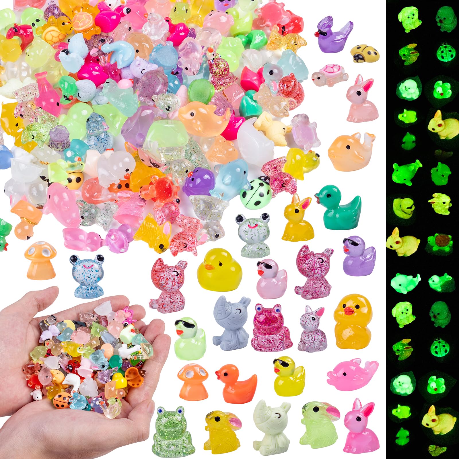 Teenzee 240 Pcs Mini Resin Animals Variety Tiny Animals Figures Miniature Little Small Animal Figurines Bulk for Micro Fairy Garden Landscape Accessories Hide Crafts Decor Aquarium
