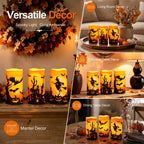 Homemory Halloween Waterproof Flameless LED Pillar Candle with Timer Remote