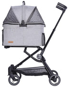 ROODO 2026 Upgraded Version 3 in 1 Dog Cat Stroller with Detachable Carrier Lightweight Folding Portable All Terrain Pet Travel System Puppy Kitty Doggie Bunny Stroller for 30lbs (Light Grey)