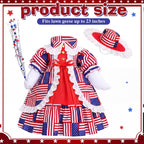 FuWeave 4th of July Porch Goose Outfit for 23'' Plastic Patriotic Cement Goose Statue Clothes Skirt Costume for Independence Day Outdoor Patio Yard Lawn Decor(Style3)