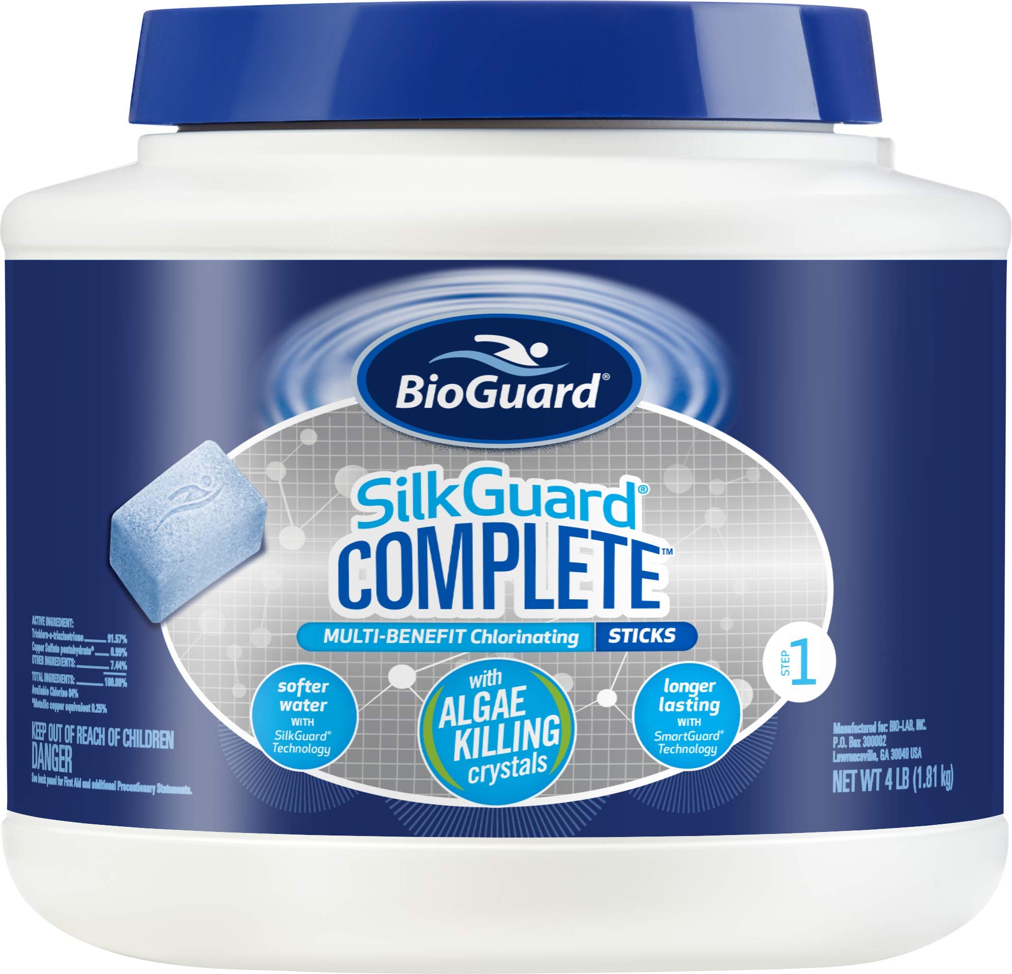 BioGuard SilkGuard Complete Sticks, 4 lb, Longer Lasting with SmartGuard Technology and Algae Killing Crystals, Formulated with SunShield Technology