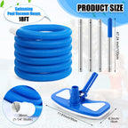 Innconee 3 Pcs Pool Vacuum Kits Include 11.8" Vacuum Head with 47" Adjustable Pole with 1-1/2" x 18ft Long Hoses Flexible Head with Wheels for Above Ground Inground Pond Spa Hot Tub