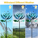 LimeHill Wind Spinner for Yard and Garden - Large Metal Windspinners for Outdoor Decorations (Blue Lotus (24 X 84 Inches))