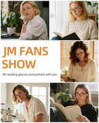 JM 5 Pack Oval Reading Glasses for Women, Trendy Blue Light Blocking Computer Readers with Spring Hinges +1.5