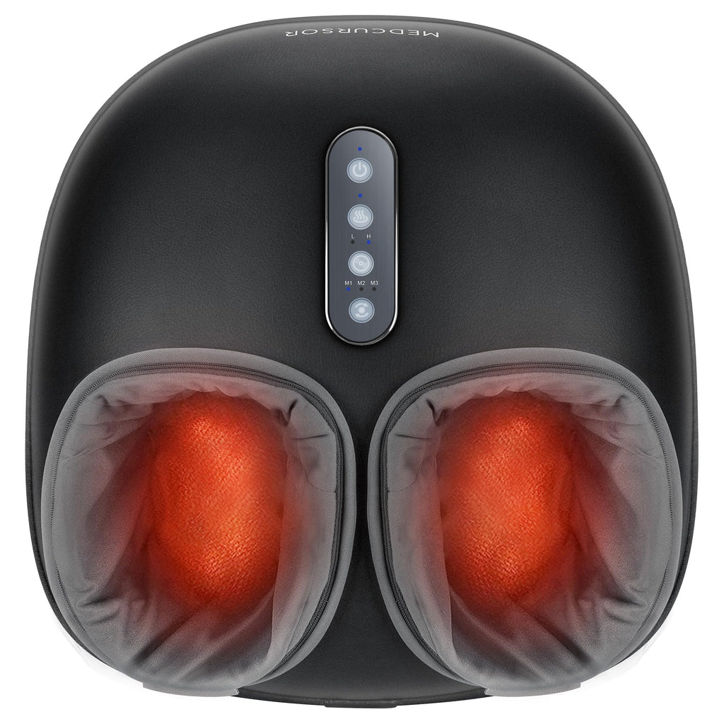 Medcursor Foot Massager with Heat - Shiatsu Feet Massage Machine Delivers Relief for Tired Muscles & Plantar, Deep Kneading Therapy, Multi-Level Settings for Home, Office Use, Size up to 13"