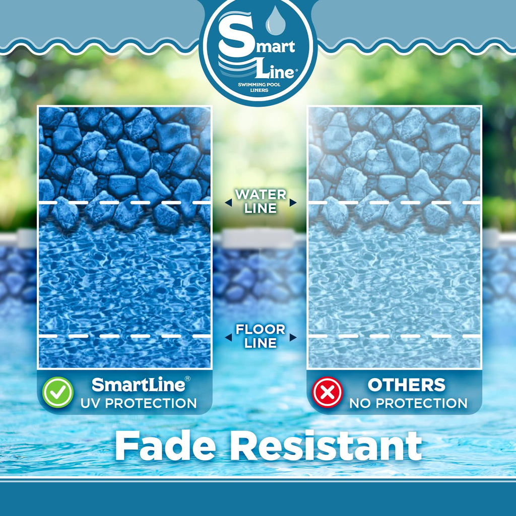 Smartline 24 ft Round Swimming Pool Liner | Boulder Swirl | Overlap Style | 48-52 Inch Wall Height | 30 Gauge Heavy Duty Virgin Vinyl | Designed for Steel Sided Above Ground Pools