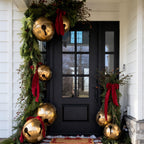 7 Pcs Inflatable Christmas Balls with Velvet Bows, Giant PVC Jingle Bells