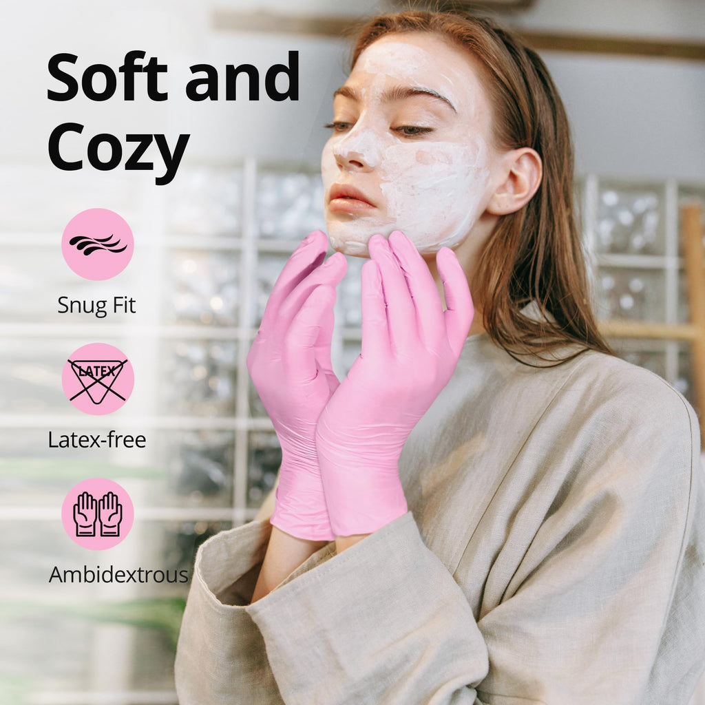 SwiftGrip Pink Disposable Gloves, X-Small, Disposable, Latex-Free, Food-Safe, Powder-Free, 1000-ct Case