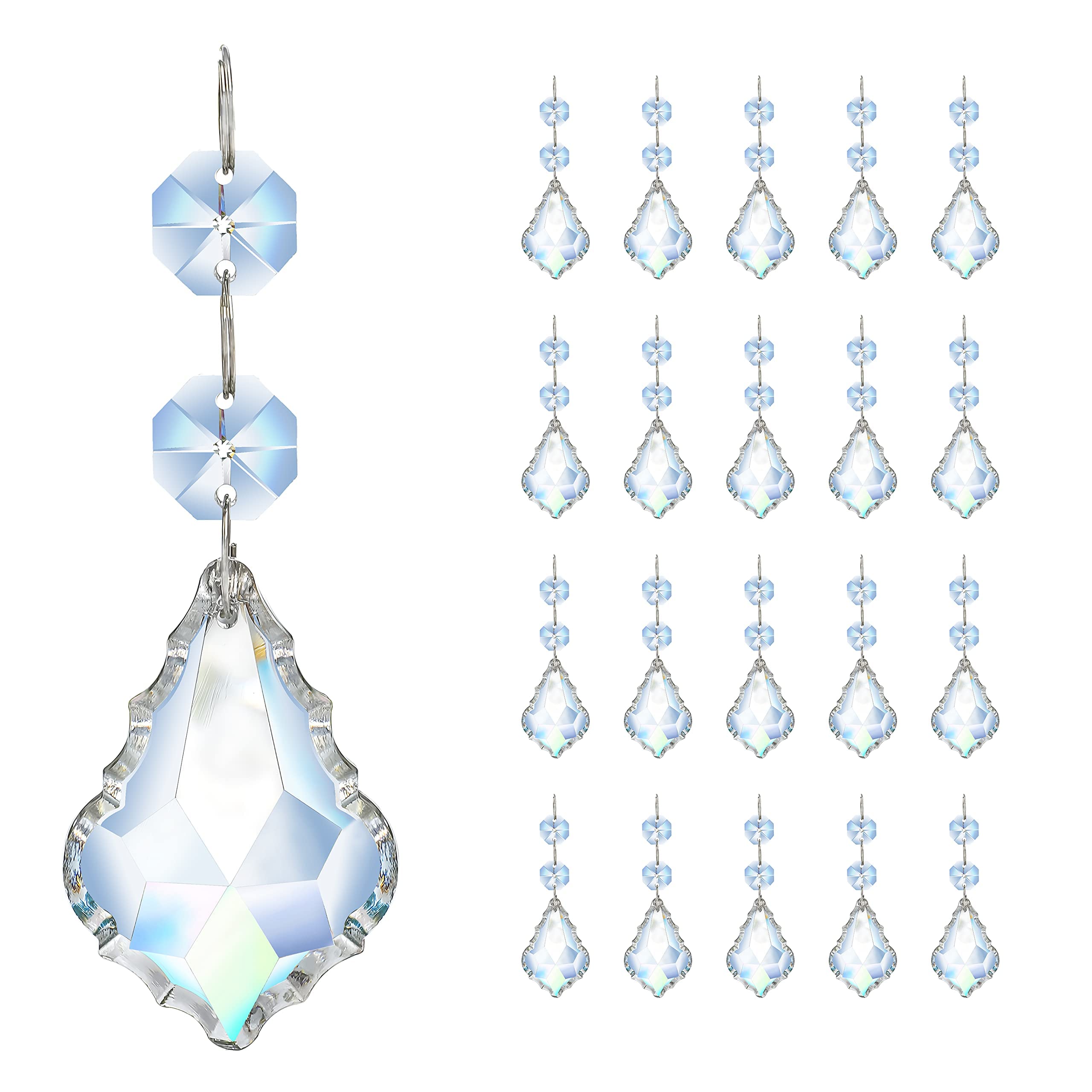 20pcs Crystal Chandelier Prism Pendant, 50mm Suncatchers Hanging Crystals