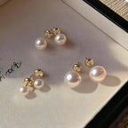 Freshwater Cultured Pearl Stud Earrings, 18K Gold Plated Sterling Silver
