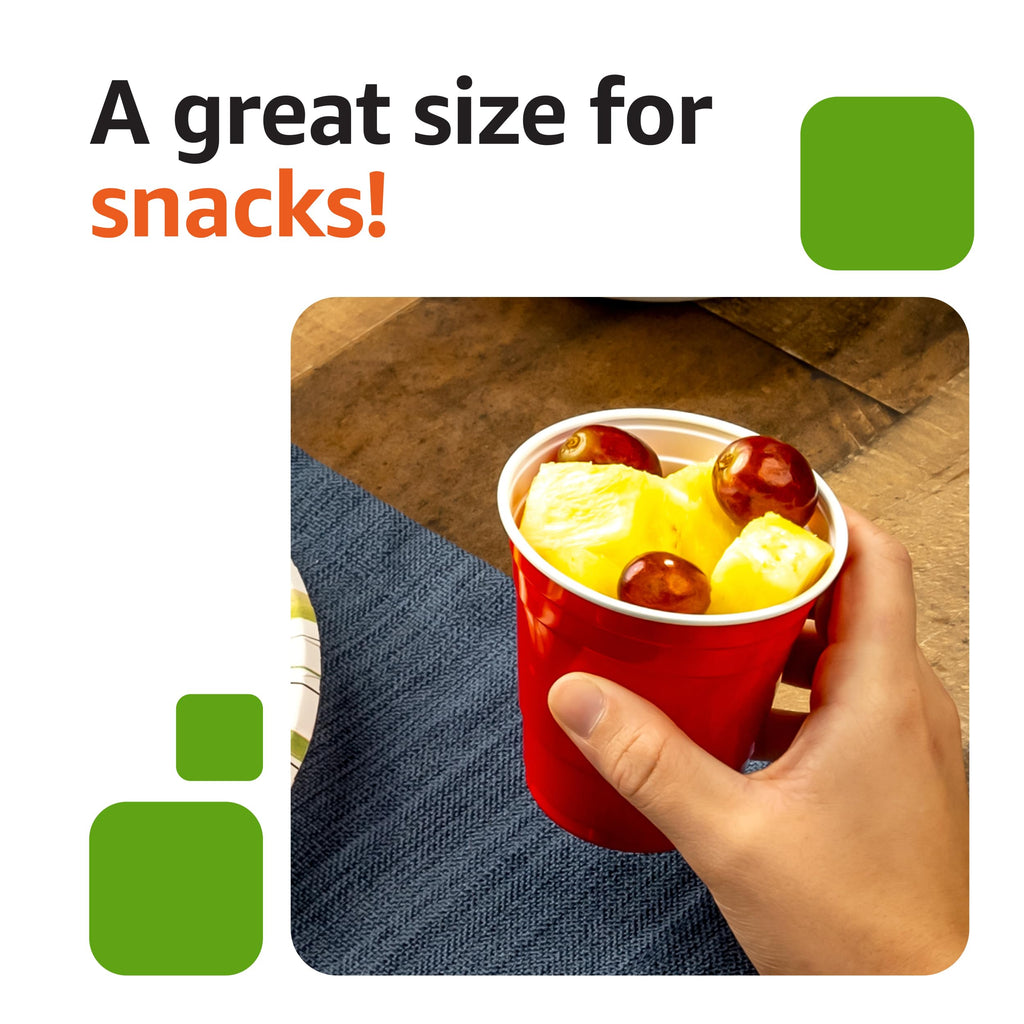 Amazon Basics Small Disposable Red Plastic Party Cups, BPA-Free, 9oz, 50 Count