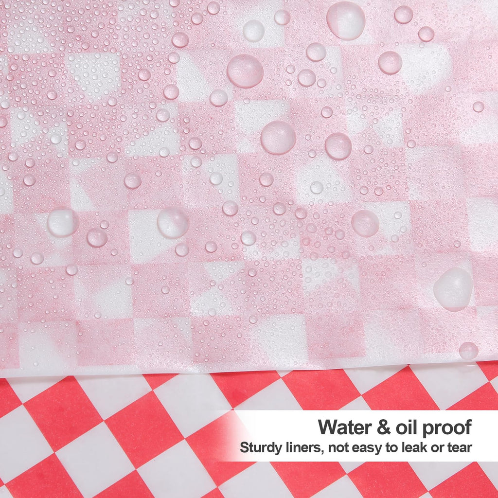 100pcs Deli Paper Sheets 12x12", Premium Food Basket Liners, Grease Resistant Wax Paper Sheets for Food, Classic Checkered Sandwich Wrapping Paper for Party, Festival and Outdoors, JIRNGLA