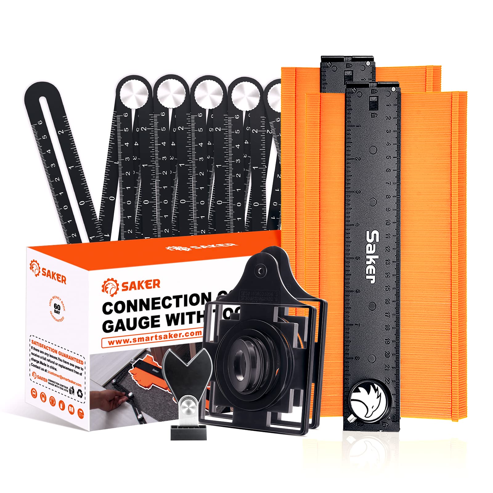 Saker Contour Gauge Profile Tool- Adjustable Lock-Precisely Copy Irregular Shape Duplicator -Irregular Welding Woodworking Tracing - Must Have Tool for DIY Handyman, Construction (Connection Package)