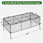 3 Pack Plant Protectors from Animals, Garden Cloches for Plants, Rustproof Chicken Wire Cloche Plant Cages to Keep Animals Out, Sturdy Metal Garden Cages for Outdoor Plants, 40" L × 20.5" W × 10" H