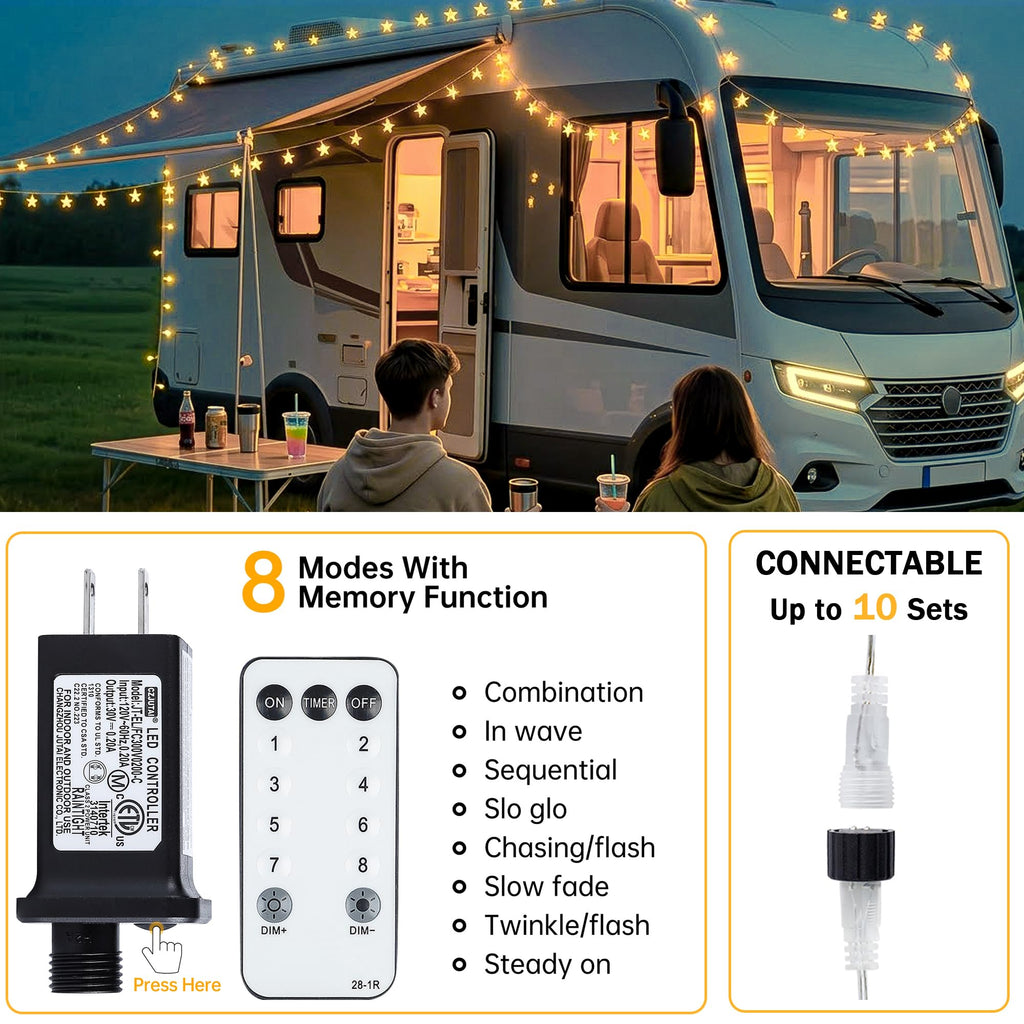 HEYFUNi 39FT 100LED Star String Lights Plug in, Twinkle Lights with Remote