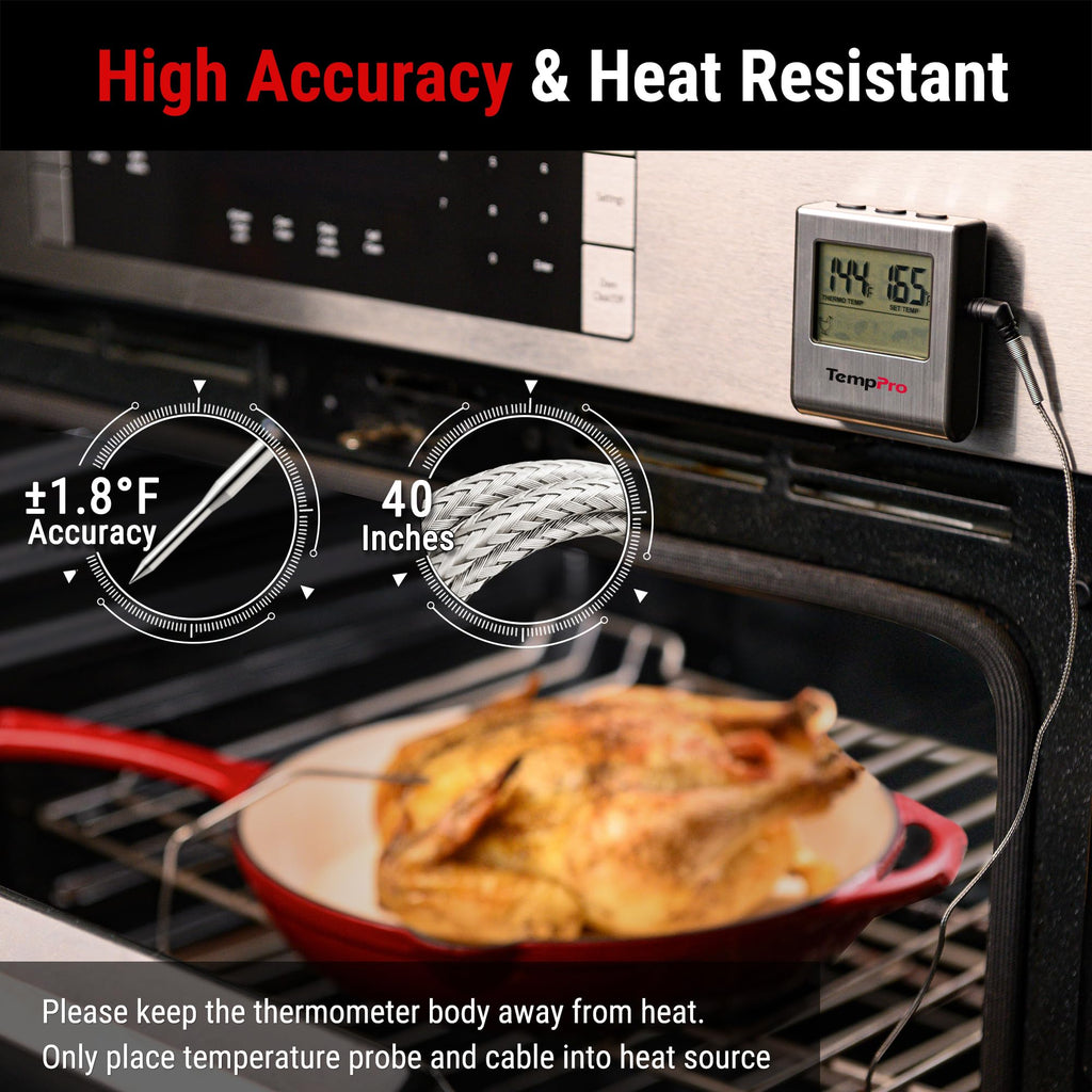 TempPro TempTrack Large LCD Digital Meat Thermometer for Cooking