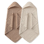 Yoofoss Hooded Baby Bath Towels 2 Pack 100% Muslin Organic Cotton with Hood