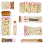2" Light Pink Tip Safety Matches | Set of 200+ Bulk Artisan Matchsticks with Striker Stickers by Thankful Greetings | Decorative & Unique Candle Lighting, Home Decor, Wedding Giveaways, & Events