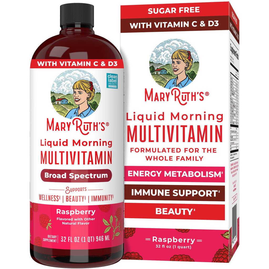 MARYRUTH'S Liquid Morning Multivitamin for Women, Men & Kids | Vitamin A C D E B6 B12 Biotin Zinc | Beauty | Vegan | Non-GMO | Gluten Free | 16 Servings