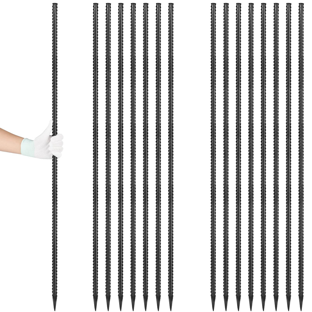 Besitu Rebar Stakes 48 inches 16-Pack Concrete Form Stakes Straight 3/8" Diameter Rebar Ground Metal Stakes for Landscaping, Securing Fence, Garden Plants Support, Survey Markers and Securing Trees