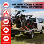 Retractable Ratchet Straps (2-Pack) - Heavy Duty Auto Slow Retraction Tie Down Straps - 1 Inch x 13 Feet (1,800lb Break Strength) for Truck, Cargo Trailer, Motorcycle, ATV, UTV - Red