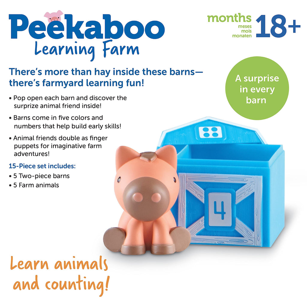 Learning Resources Peekaboo Learning Farm - 10 Pieces, Ages 18+ months Toddler Learning Toys, Counting and Sorting Toys, Farm Animals Toys,Stocking Stuffers
