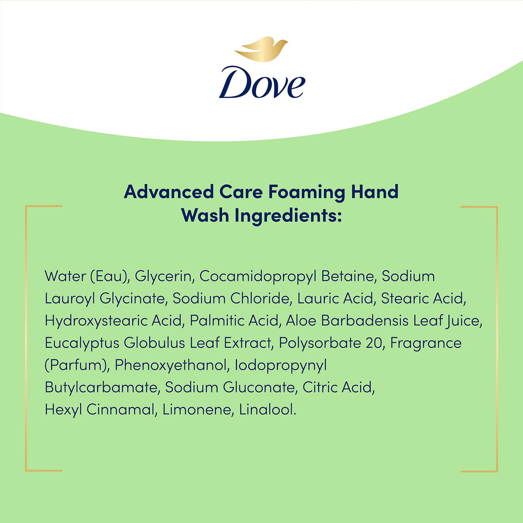 Dove Advanced Care Foaming Hand Soap, Aloe & Eucalyptus, 4 Count, 10.1 oz