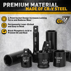 96-Piece 3/8" Drive Impact Socket Set, SAE(5/16 to 3/4-Inch) & Metric(8-22mm), Standard & Deep Sockets, Ratchet Handle, Bit Set, Universal Joint, Extension Bar, Adapters, Spark Plug Sockets