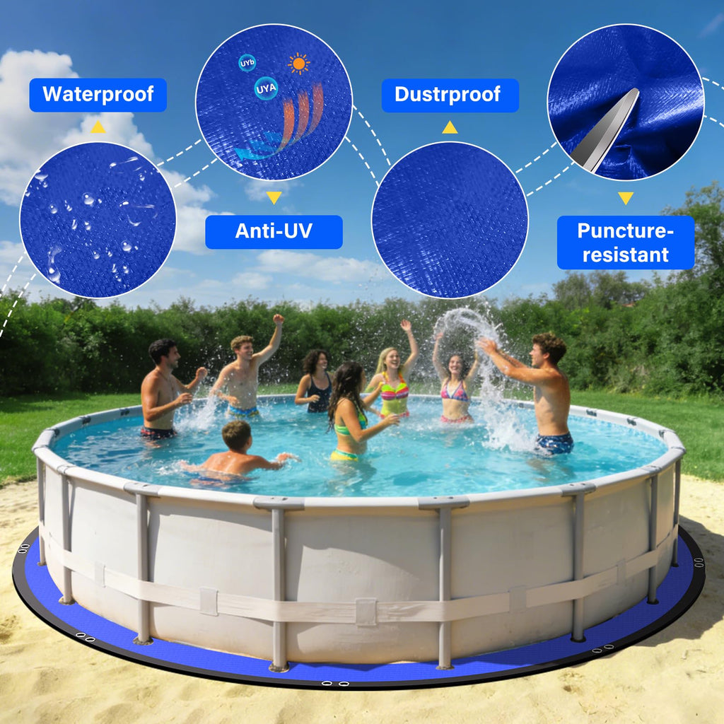 REGMICS 15FT Round Pool Liner Pad for Above Ground Pools, 165 GSM Thickened Puncture-Resistant Under Mat (16FT Actual), Heavy-Duty Underlayment with Metal Grommets