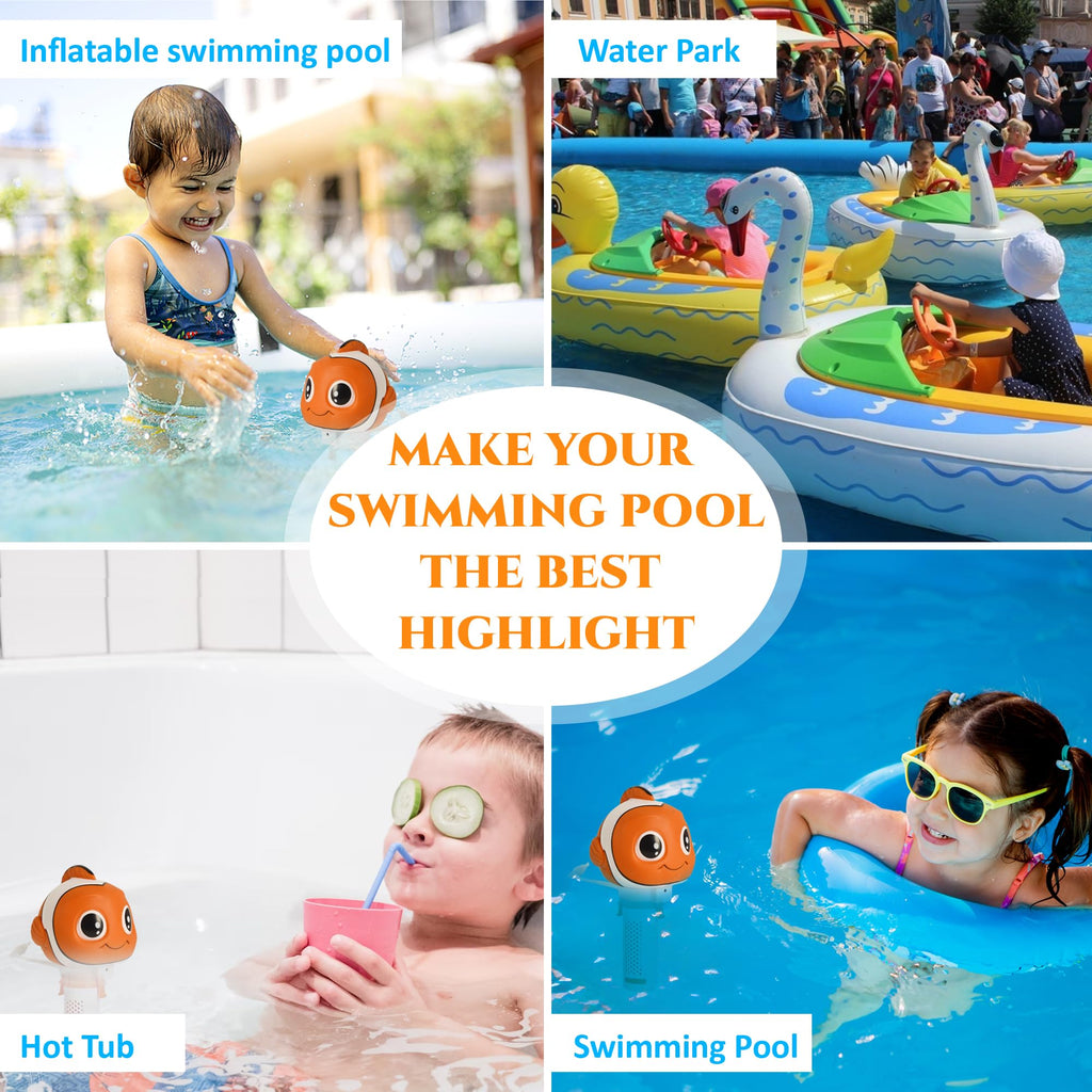 MKLZ Chlorine Floater, Small Floating Pool Chlorine Dispenser for 1 Inch Tablets, Mini Clown Fish Bromine Holder for Hot Tub, Spa, Swimming Pools
