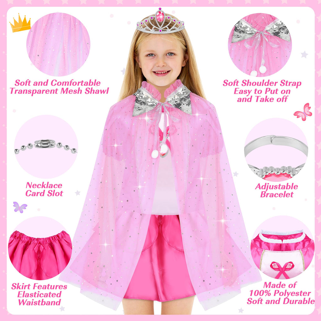 Princess Dress Up Clothes for Girls 3-6, Pretend Play Toy Gift Suitcase Set