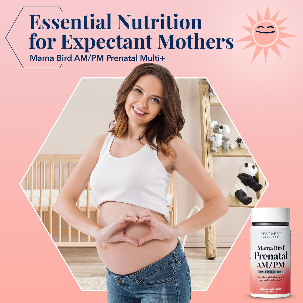 Mama Bird AM/PM Prenatal Multivitamin | Methylfolate (Folic Acid), Methylcobalamin (B12), 100% Natural Whole Food Organic Herbal Blend, Vegan, Twice Daily Vitamin, 60 Count ……