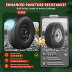 USCaster 4.10/3.50-4 Tire and Wheel Flat Free,10-Inch Solid Wheel Replacement with 5/8 Extra 3/4 &1/2 Bearings,2.2" Offset Hub -Compatible with Hand Truck,Wheelbarrow,Dolly(Wave,Black)