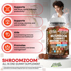 15in1 Mushroom Gummies with Lion's Mane Turkey Tail Cordyceps Reishi Chaga Sweet Toot Maitake Meshima Poria Cocos Shiitake Tremella, Oyster Agaricus Mushrooms for Men and Women Supplement - 2Pack