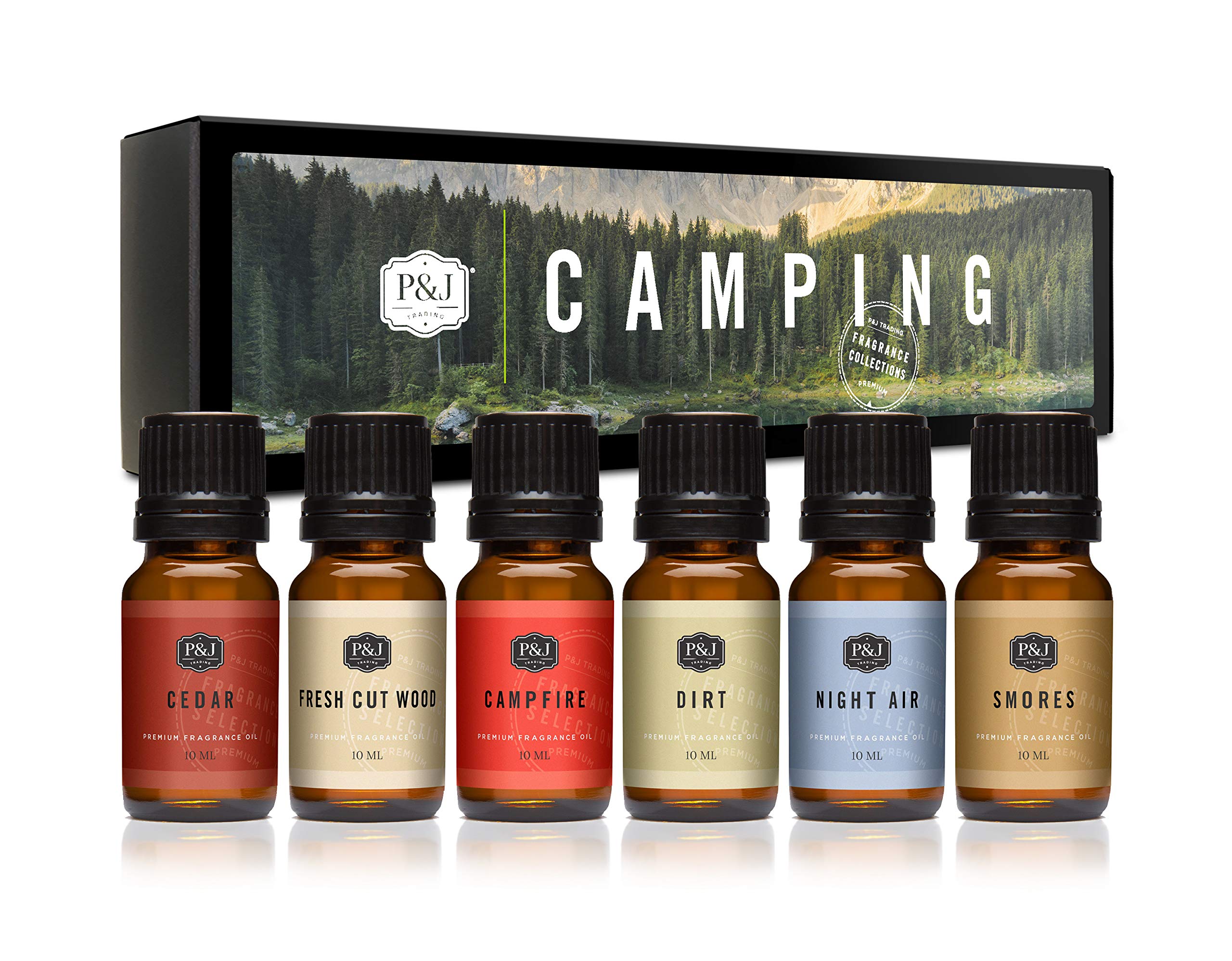 P&J Trading Fragrance Oil Camping Set | Campfire, Smores, Dirt, Fresh Cut Wood, Night Air, and Cedar Candle Scents for Candle Making, Freshie Scent, Soap Making Supplies, Diffuser Oil Scents