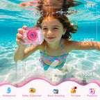 GKTZ Kids Waterproof Underwater Camera 1080P 4X Zoom 2"IPS Screen 32GB Card