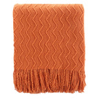 BATTILO HOME Burnt Orange Throw Blanket for Couch, Decorative Fall Throw Blanket with Tassels Halloween Throw Fall Decor, 50"x60"