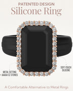 Rinfit Emerald Silicone Ring with CZ Stones for Women - Pack A, Size 7
