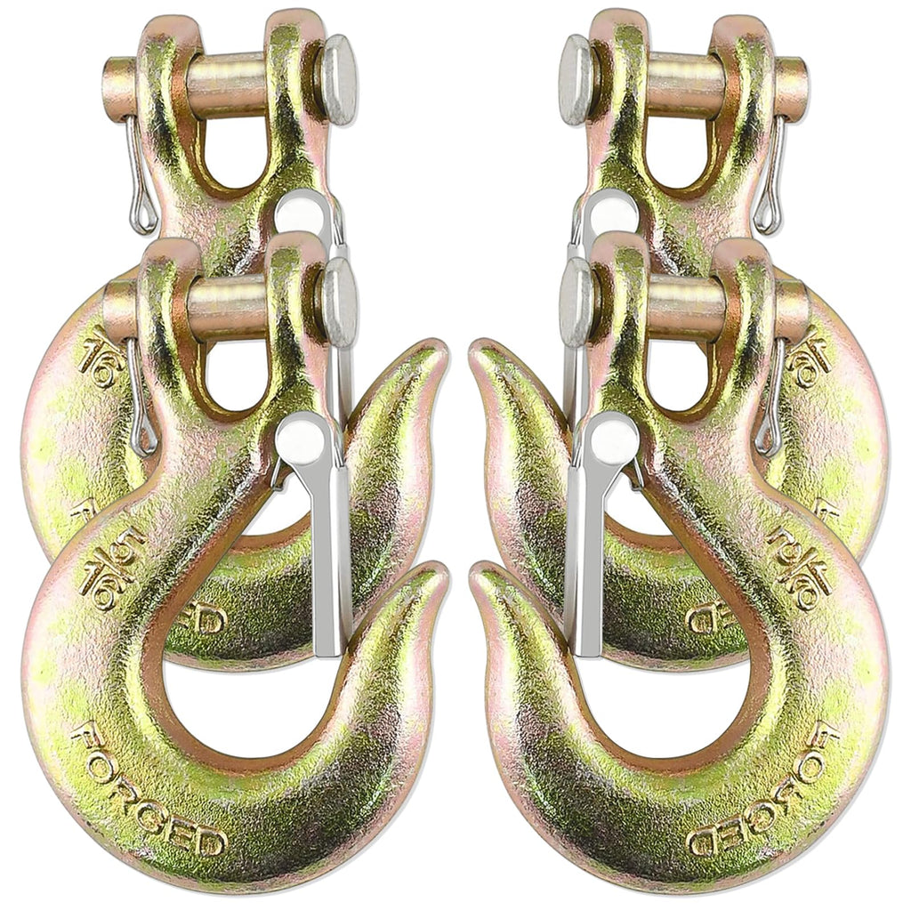 5/16" Clevis Slip Hook with Safety Latch, 4 Pack Heavy Duty Clevis Chain Hook for 5/16" Grade 70 Transport Chain, 14000LBS Capacity for Heavy Load