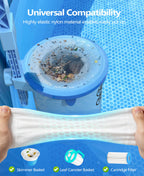 BluSwim 60 Pack Pool Skimmer Socks, Ultra Fine Mesh Pool Sock for Skimmer Basket - Keep Water Clear, Filter Socks for Above Ground and Inground Pools- Catching All Fine Debris/Protect Filter System