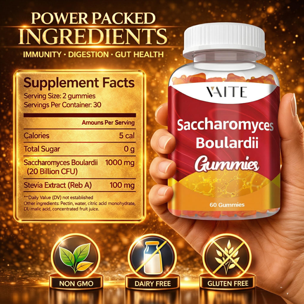 Saccharomyces Boulardii Probiotics 500mg - Gut Health Supplements & Candida Support, Probiotic for Women & Men, Digestive & Immune Supports, Supplement, Non-GMO, Gluten Free, 60 Vegan Gummies