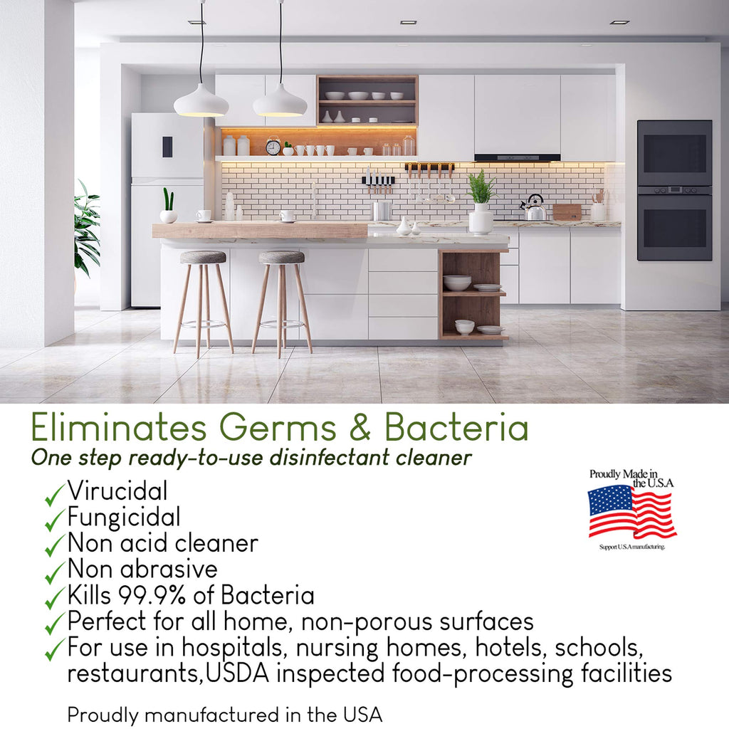 Theochem In-Cide Hospital Grade Disinfectant Spray - EPA Registered Cleaner Kills 99.9% MRSA, H1N1- Medical Grade for Home Office Clinic - Fresh Scent - 1 Gallon + 32oz Bundle